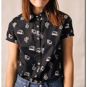 Pyknic‎ No Problemo Shirt Tacos Avocados Cactus Button Up Medium New